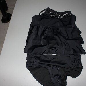Black 2 Pcs Justice Tankini Swimsuit Size 12